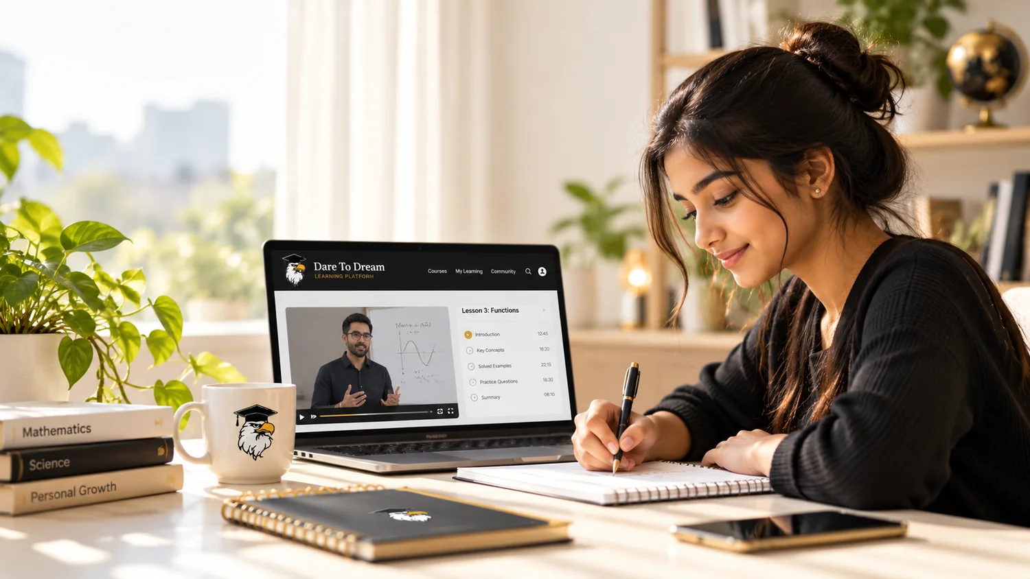 Student studying online with D2D Learn
